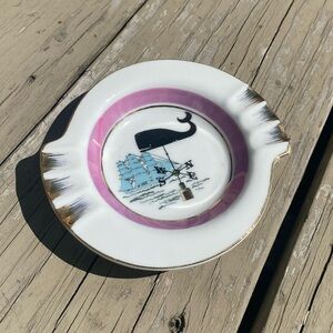 Vintage Nautical Souvineer Style Whale Sailing Ship Compass Ashtray Cottagecore